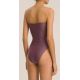 BICOLOR STRAPLESS SWIMSUIT WITH BUTTONS