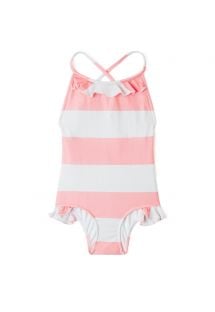 One-piece girt`s swimsuit in pink and white stripes - MAIO BABADO CLUB
