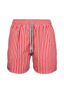 Rød og hvit svømme-shorts med striper - SWIM SHORTS MARINE STRIPES SLIM