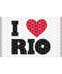 Расскажите всему миру о своей любви к Рио-де-Жанейро в этом серо-белом саронге, украшенном красным сердцем. - CANGA IPANEMA LOVE RIO