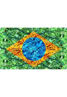 Pareo, kas atspoguļo Brazīlijas karogu, kas sastāv no vairāku krāsu elementiem - CANGA SENHOR BANDEIRA BRASIL