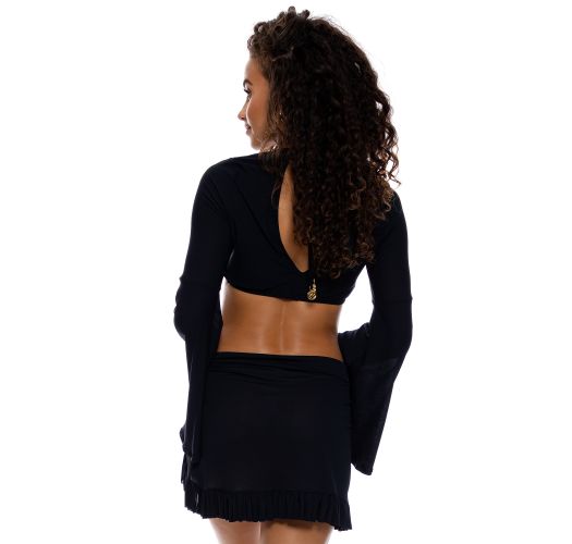RUFFLE SARONG MINI SKIRT BLACK