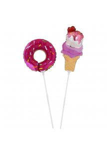 Donut ve dondurma biçimli 2 saplı top çesit - BALLOONS SWEET TOOTH SMALL