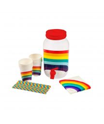 Kit avec distributeur de boissons arc-en-ciel - DRINK PARTY KIT RAINBOW