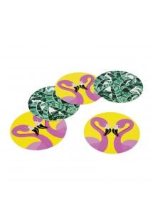 Pack of 16 double-sided tropical coasters - REVERSIBLE COASTERS TROPICAL