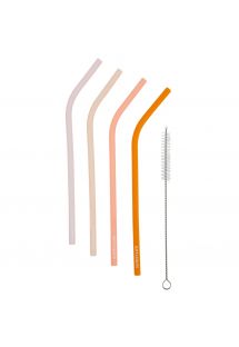 Set of 4 reusable colored silicone straws - M STRAWS MULTI S4