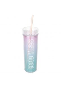 GOOD VIBES blue and pink gradient tumbler and straw - MALIBU TUMBLER GRADIENT