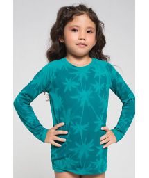 Magic green ML palm trees girl`s T-shirt - ACQUA MAGIC ML INF VERDE HORTELA