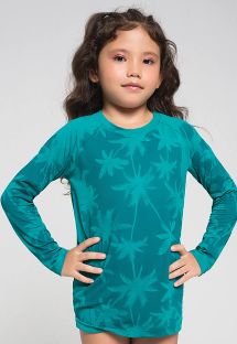 Magic green ML palm trees girl`s T-shirt - ACQUA MAGIC ML INF VERDE HORTELA