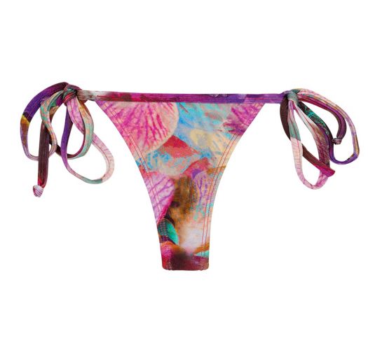 Side-tie String Bikini Bottom In Pink And Purple Flowers - Bottom Tri ...