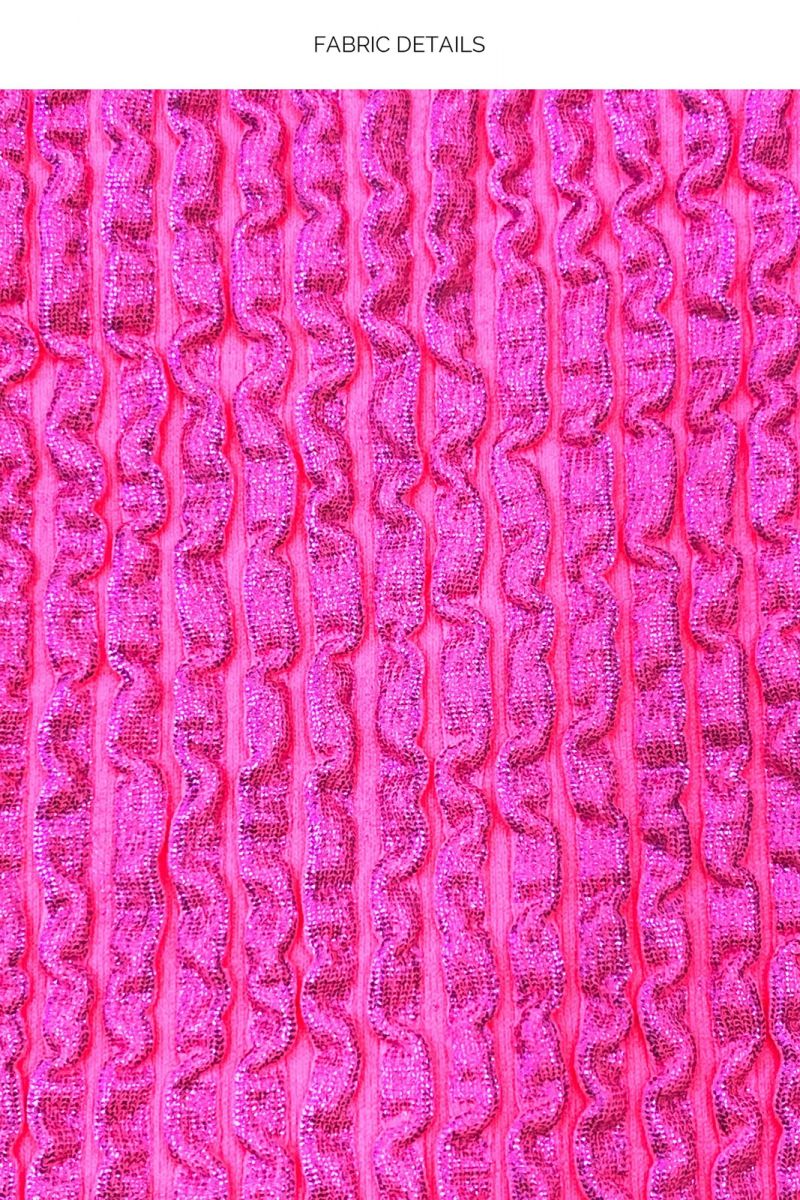 TOP WAVY RUCHED BELLA METALLIC HOT PINK