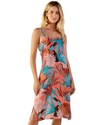 Long pink tropical beach dress with straps - ROBERTA PALMAR