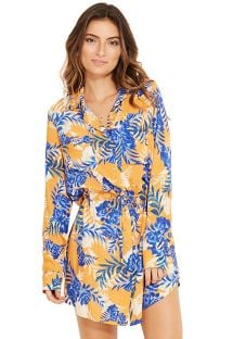 Μπλε και πορτοκαλί φόρεμα θαλάσσης σε στυλ πουκάμισου - SALIMA SOLAR