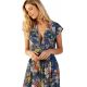 Long beach dress in blue floral print - TULE ARTA