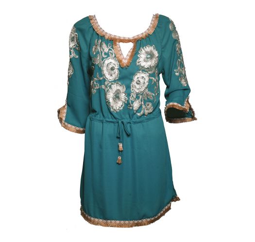 Green Flowerembroidered Beach Dress  Dandelion Tunic