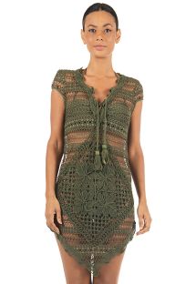 Luxurious dark green crochet beach dress - MACARENA ROSEMARY