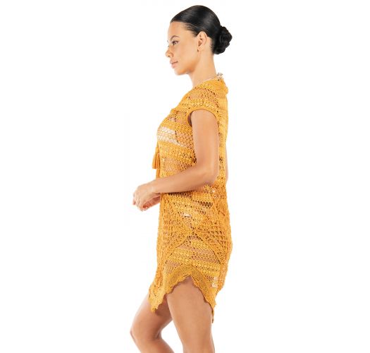 Luxurious mustard yellow crochet beach dress - MACARENA SUNSHINE