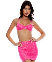 SEQUINS MINI SKIRT PINK