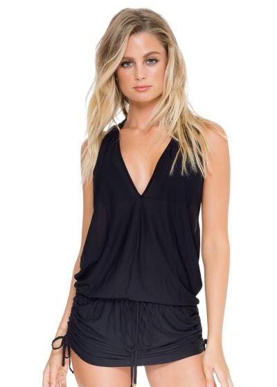 Kaftans / Cover ups T-back Mini Dress Black - Brand Luli Fama