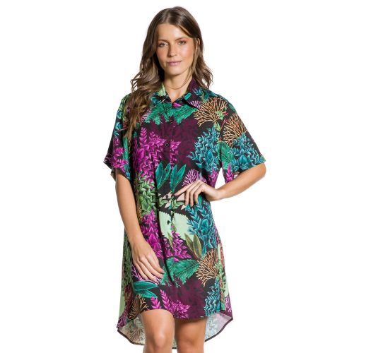 Robe Chemise De Plage Imprimé Coraux Camisa Estampada