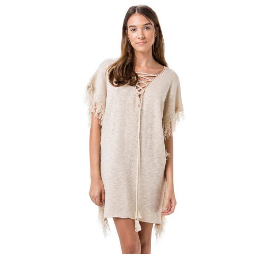 Beach dress in naturale beige with laces - RESORT