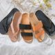 Anatomic flip-flops with black straps from natural vegan leather - CUSHION BOUNCE VISTA BLACK/NATURAL