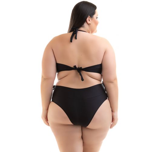 Plus size black balconette bikini with a high waist bottom - BIKINI BETYNA PRETO