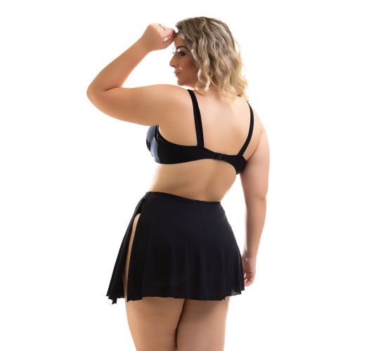 Plus size black balconette bikini with 2 in 1 bottom / skirt - BIKINI CALIFORNIA PRETO