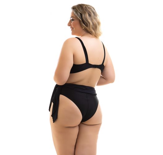 Plus size black balconette bikini with 2 in 1 bottom / skirt - BIKINI CALIFORNIA PRETO