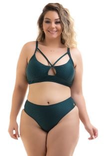 Getextureerde groene plus size bustier bikini met bandjes - BIKINI MAYLA