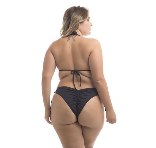 Schwarzer Brazilian Plus-Size-Scrunch-Bikini - BIQUINI MIKONOS PRETO