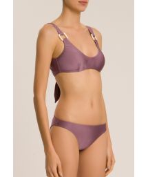 SOLID BIKINI WITH STRAPS AND HOOP DETAIL