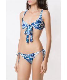 TURQUOISE FLOWER BIKINI WITH KNOT