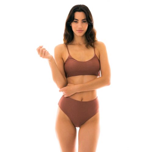 Maillot 2 pices taille haute cuivr - Bronze Odyss