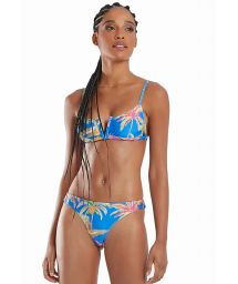 Tropical blue V bra bikini and fixed string bottom - BIKINI JOY RECANTO