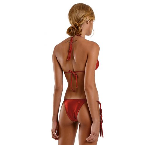 Brick red side-tie Brazilian bikini - SEXY LISO VERMELHO