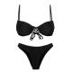 Bikini a balconcino push-up nero testurizzato con slip sgambato - SET COTELE-PRETO BALCONET-PUSHUP LISBOA