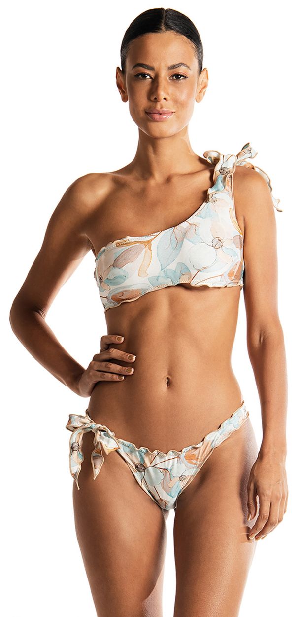 Bikini bandeau asymétrique luxe imprimé - REBEL REBEL AQUARELA DO BRASIL
