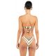 Luxurious striped bandeau bikini with leather details and studs - ROCK AND ROLL LUREX