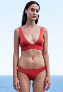 Ciemnopomarańczowe bikini z przedłużonym topem - BIKINI MULTI ALÇAS POR DO SOL