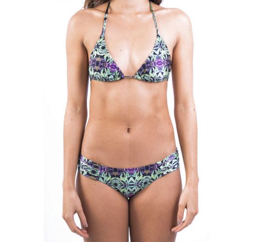 Bikini a triangolo con stampa verde e viola - LUCY BARRADO