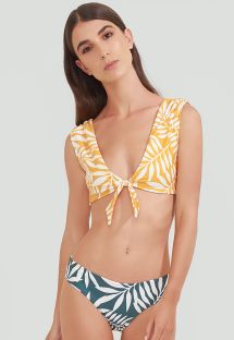 Front-tied bra bikini in foliage with reversible bottom - MANGO JUNGLE DOUBLE FACE