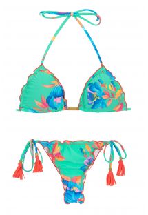 Bikini con Perizoma e lacci  azzurro pastello - ACQUA FLORA MICRO