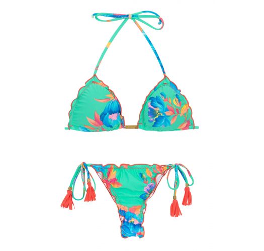 Pastel blue side-tie string bikini - ACQUA FLORA MICRO