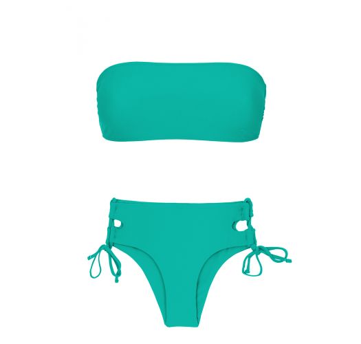 Green larger side Brazilian bikini with bandeau top - BAHAMAS RETO