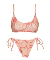 Pink banana print side-tie scrunch bikini with adjustable straps - BANANA ROSE BRA