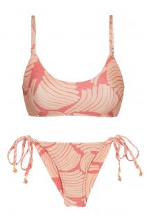 Bikini scrunch  rosa stampa banana con cinturini regolabili - BANANA ROSE BRA