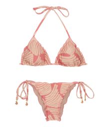 Side-tie scrunch bikini with pink banana print - BANANA ROSE FRUFRU