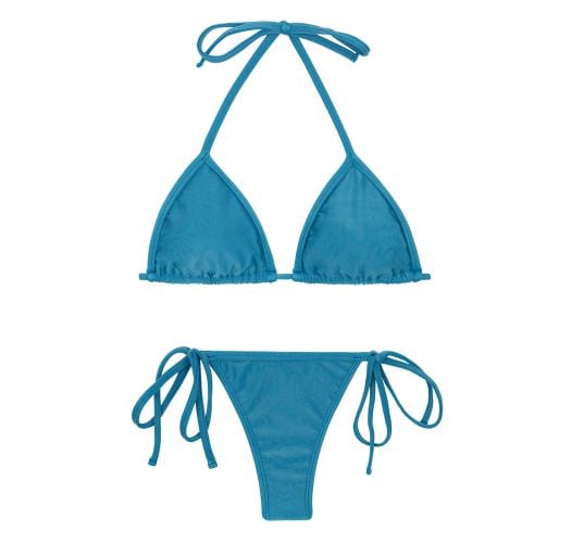 Side Tie Blue String Bikini With Sliding Triangle Top Beach Nilo