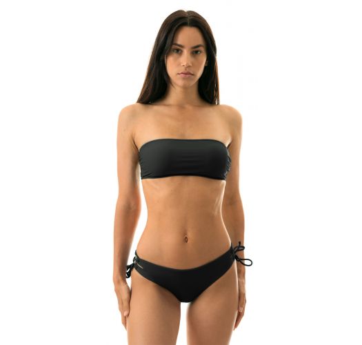 Spanje Voorwaardelijk Accor Black Laced Larger-side Bikini With Bandeau Top - Black Reto - Rio de Sol